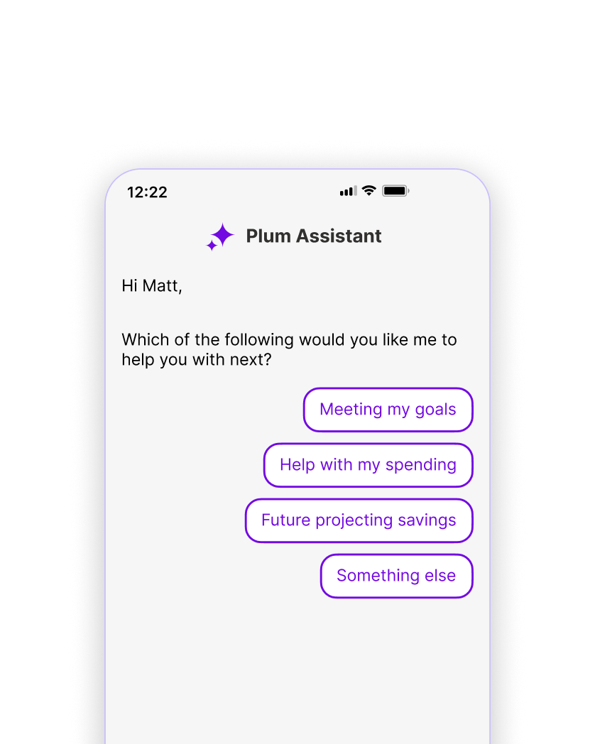 Pre-defined suggestions — multiple choice options for guided conversation flow